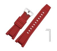 TVKSIPAR Bracelet De Montre En Caoutchouc Souple De Remplacement For Casio For G-Shock GST-B100/S300/410/210/W110/W100/S110/S100, Bracelet En Silicone For Homme, 26 X 14 Mm(Red-silver A)