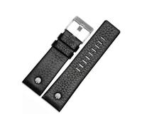 TVKSIPAR Bracelet de montre en cuir avec Rivet, Bracelet de ceinture adapté au Fit For Diesel DZ7313 DZ7333 7322 7257 4318 7348 7334 de remplacement(Black silver buckle,28mm)