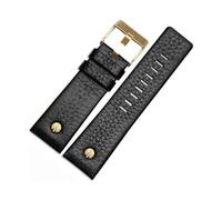 TVKSIPAR Bracelet de montre en cuir avec Rivet, Bracelet de ceinture adapté au Fit For Diesel DZ7313 DZ7333 7322 7257 4318 7348 7334 de remplacement(Black Gold buckle,22mm)
