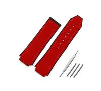 TVKSIPAR Bracelet De Montre En Cuir De Vache Rouge Mad, Accessoires Adaptés For La Série For HUBLOT 19mm X 25mm, Bracelet En Caoutchouc Étanche For Hommes Et Femmes(Style 1)