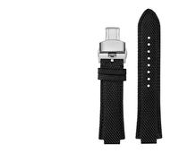 TVKSIPAR Bracelet de montre en cuir et nylon modifié for montre Fit For Tissot Super Player série Fit For PRX T137.410, 26-12 mm, à ouverture convexe(Black silver Folding)