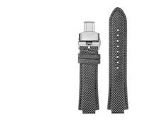 TVKSIPAR Bracelet de montre en cuir et nylon modifié for montre Fit For Tissot Super Player série Fit For PRX T137.410, 26-12 mm, à ouverture convexe(Gray silver Folding)