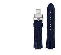 TVKSIPAR Bracelet de montre en cuir et nylon modifié for montre Fit For Tissot Super Player série Fit For PRX T137.410, 26-12 mm, à ouverture convexe(Blue silver Folding)