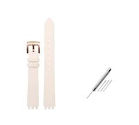 TVKSIPAR Bracelet de montre en cuir for femmes, adapté à la série For Swatch LP131 LW143 YSS317G LK292G YSS306(White-rosegold)