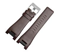TVKSIPAR Bracelet De Montre En Cuir Véritable, 32mm, Adapté Au Bracelet De Montre For Diesel, For DZ1216 DZ1273 DZ4246 DZ4247DZ287(B-Brown-silverbuckle)