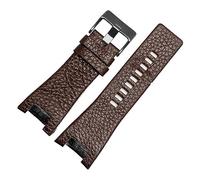 TVKSIPAR Bracelet De Montre En Cuir Véritable, 32mm, Adapté Au Bracelet De Montre For Diesel, For DZ1216 DZ1273 DZ4246 DZ4247DZ287(A-Brown-blackbuckle)