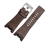 TVKSIPAR Bracelet De Montre En Cuir Véritable, 32mm, Adapté Au Bracelet De Montre For Diesel, For DZ1216 DZ1273 DZ4246 DZ4247DZ287(A-Brown-silverbuckle)