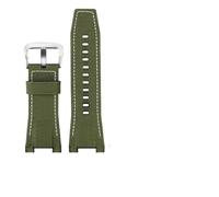 TVKSIPAR Bracelet De Montre En Toile Et Cuir For Homme 26 Mm, Compatible Avec Les Montres For Casio GST-B100 S130 W300GL 400G W330 GST-W120L S120 W130L S100(Green canvas silver)