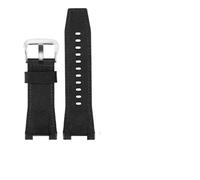 TVKSIPAR Bracelet De Montre En Toile Et Cuir For Homme 26 Mm, Compatible Avec Les Montres For Casio GST-B100 S130 W300GL 400G W330 GST-W120L S120 W130L S100(Black canvas silver)