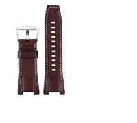 TVKSIPAR Bracelet De Montre En Toile Et Cuir For Homme 26 Mm, Compatible Avec Les Montres For Casio GST-B100 S130 W300GL 400G W330 GST-W120L S120 W130L S100(Brown silver buckle)