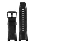 TVKSIPAR Bracelet De Montre En Toile Et Cuir For Homme 26 Mm, Compatible Avec Les Montres For Casio GST-B100 S130 W300GL 400G W330 GST-W120L S120 W130L S100(Black white black)