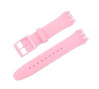 TVKSIPAR Bracelet en caoutchouc étanche for Swatch, boucle ardillon en métal, en Silicone, 16/17/19/20mm, for hommes et femmes, ceinture de remplacement(Pink,17mm)