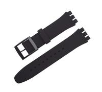TVKSIPAR Bracelet en caoutchouc étanche for Swatch, boucle ardillon en métal, en Silicone, 16/17/19/20mm, for hommes et femmes, ceinture de remplacement(Black,19mm)
