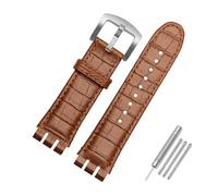 TVKSIPAR Bracelets de montre en cuir 23mm, adaptés au Bracelet de montre For Swatch for hommes, souple, étanche, noir et marron(Light brown SK B)