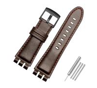 TVKSIPAR Bracelets de montre en cuir 23mm, adaptés au Bracelet de montre For Swatch for hommes, souple, étanche, noir et marron(Brown black C)