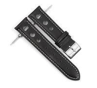 TVKSIPAR Bracelets de montre en cuir véritable 18mm 20mm 22mm 24mm bracelets de montre café noir marron for hommes accessoires de montre(Back-White Wrie,22mm)