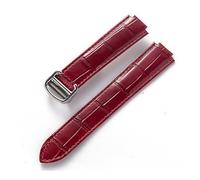 TVKSIPAR Convient aux bracelets de montre en cuir For Cartier Blue Balloon Convex Interface à boucle déployante 14 mm, 16 mm, 18 mm, 20 mm et 22 mm(Red silver buckle,14x8mm)