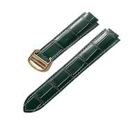 TVKSIPAR Convient aux bracelets de montre en cuir For Cartier Blue Balloon Convex Interface à boucle déployante 14 mm, 16 mm, 18 mm, 20 mm et 22 mm(Green gold buckle,14x8mm)