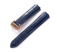 TVKSIPAR Convient aux bracelets de montre en cuir For Cartier Blue Balloon Convex Interface à boucle déployante 14 mm, 16 mm, 18 mm, 20 mm et 22 mm(Royal blue rose,22x14mm)