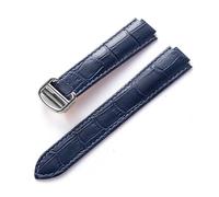TVKSIPAR Convient aux bracelets de montre en cuir For Cartier Blue Balloon Convex Interface à boucle déployante 14 mm, 16 mm, 18 mm, 20 mm et 22 mm(Royal blue,22x14mm)