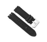 TVKSIPAR Convient For SWATCH Bracelet De Montre En Caoutchouc 23mm Remplacement Yos Série Bracelet Accessoires Bracelet De Montre En Silicone Hommes Sport Bracelet De Montre Souple(Black-Silver)