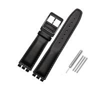 TVKSIPAR Le Bracelet De Montre En Cuir Convient For Swatch Fit For Yrs Series Bracelet D'interface Concave Convexe 17 19mm Bracelet For Hommes Et Femmes(Black black,17mm)