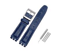 TVKSIPAR Le Bracelet De Montre En Cuir Convient For Swatch Fit For Yrs Series Bracelet D'interface Concave Convexe 17 19mm Bracelet For Hommes Et Femmes(Blue Silver,19mm)