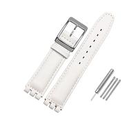 TVKSIPAR Le Bracelet De Montre En Cuir Convient For Swatch Fit For Yrs Series Bracelet D'interface Concave Convexe 17 19mm Bracelet For Hommes Et Femmes(A-White Silver,17mm)