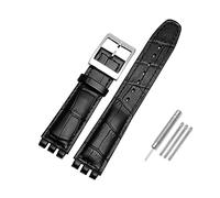 TVKSIPAR Le Bracelet De Montre En Cuir Convient For Swatch Fit For Yrs Series Bracelet D'interface Concave Convexe 17 19mm Bracelet For Hommes Et Femmes(A-Black Silver,19mm)
