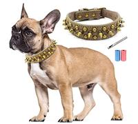 TVMALL Collier en Cuir Clouté à Pointes pour Chien Anti-Morsure Réglable Individualité Bouledogue Collier Champignons Amusants Rivet Spike Colliers pour Petits Chiens de Taille Moyenne, (Gris, L)