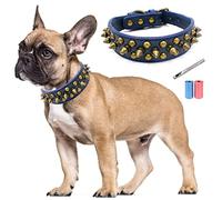 TVMALL Collier en Cuir Clouté à Pointes pour Chien Anti-Morsure Réglable Individualité Bouledogue Collier Champignons Amusants Rivet Spike Colliers pour Petits Chiens de Taille Moyenne, (Bleu, L)