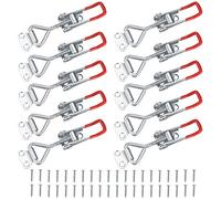 TVNYOUJIA 10 Pices Loquet Bascule en Metal, Sauterelles de Menuisier Reglable, Pince Bascule Sauterelle de Serrage pour Fixation et Serrage Rouge