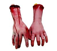Tvoip Lot de 2 fausses mains humaines cassées et brisées effrayantes pour Halloween Taille réelle Décoration de fête hantée