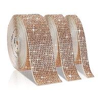 Tvoip Lot de 3 rouleaux de ruban adhésif en strass en cristal - 5,2 m - Pour décoration de voiture - Champagne