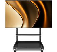 TVON Support TV sur Pied pour Téléviseur de 40-86 Pouce Ecran LED LCD Plasma, Support TV roulettes avec Socle en Bois Réglable en Hauteur Chariot TV avec Étagère Jusqu 'à 68 kg Max VESA 600x400 mm