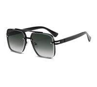 TVTBBVV Lunettes de soleil carrées à double pont dégradé UV400 (noir, vert, gris)