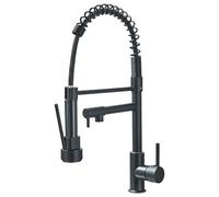 TVTIUO Robinet de cuisine avec ressort en spirale, robinet et douche amovible, orientable à 360 °, multifonction, mitigeur monocommande, pour cuisine, évier, noir