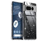 TVVTPU Coque Compatible avec Google Pixel 7 Pro, Étui Paillettes Antichoc de Protection, Transparente Ultra Hybrid Solide Rigide Back Cover Anti-Jaune Souple TPU Bumper Housse - Glitter Clear