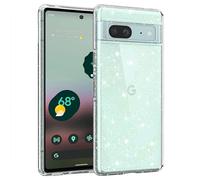TVVTPU Coque Compatible avec Google Pixel 8, Étui Paillettes Antichoc de Protection Transparente Ultra Hybrid Solide Rigide Back Cover Anti-Jaune Souple TPU Bumper Housse pour Pixel 8- Glitter Clear