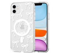 TVVTPU Coque Magnétique pour iPhone 11, Compatible avec MagSafe, Esthétique Motif de Papillon Housse Anti-Jaune Transparent Étui Aimantée Antichoc Anti-Rayures Dos PC Arrière Bumper Case, Blanc