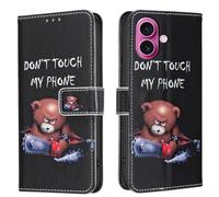 TVVTPU Coque pour iPhone 16, Etui Protection Premium en Cuir PU, Esthétique Motif Design Housse Pochette Flip de Portefeuille avec Emplacements Cartes Fonction Stand Case, Ourson