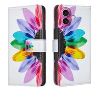 TVVTPU Coque pour iPhone 16, Etui Protection Premium en Cuir PU, Esthétique Motif Design Housse Pochette Flip de Portefeuille avec Emplacements Cartes Fonction Stand Case, Tournesol