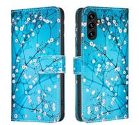 TVVTPU Coque pour Samsung Galaxy A16 4G / A16 5G, Etui Protection en Cuir PU, Esthétique Motif Design Housse Pochette Flip de Portefeuille avec Emplacements Cartes Fonction Stand Case, Prunus mume