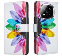 TVVTPU Coque pour Xiaomi Redmi Note 14 Pro 5G / Poco X7 5G, Etui Protection en Cuir PU, Esthétique Motif Housse Pochette Flip de Portefeuille avec Emplacements Cartes Fonction Stand Case, Tournesol