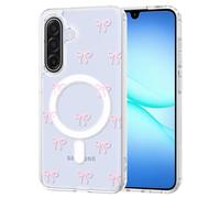 TVVTPU Magnétique Coque pour Samsung Galaxy A17 5G Compatible avec MagSafe, Esthétique Motif de Papillon Housse Anti-Jaune Transparent Étui Aimantée Antichoc Anti-Rayures Dos PC Case, Rose