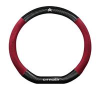TVVXIO Couvre Volant Voiture, pour Citroen C5 Aircross 2019-2024 Couvre de Volant Voiture Antidérapant Respirant Souple, Couvre Volant en Cuir,B Red