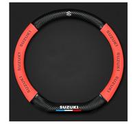 TVVXIO Couvre Volant Voiture, pour Suzuki Swift 2017-2024 Couvre de Volant Voiture Antidérapant Respirant Souple, Couvre Volant en Cuir,B Red-D