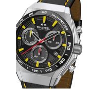 TW Steel CEO Tech Mens 44 mm Quartz Watch with Leather Strap, and Date Calendar, Noir, Bracelet