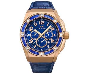 TW Steel CEO Tech CE4007 - Mouvement Quartz - Affichage Chronographe - Bracelet Cuir Bleu et Cadran Bleu - Mixte