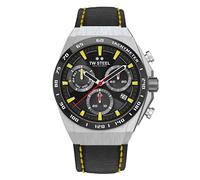 TW Steel CEO Tech Mens 44 mm Quartz Watch with Leather Strap, and Date Calendar, Noir, Bracelet